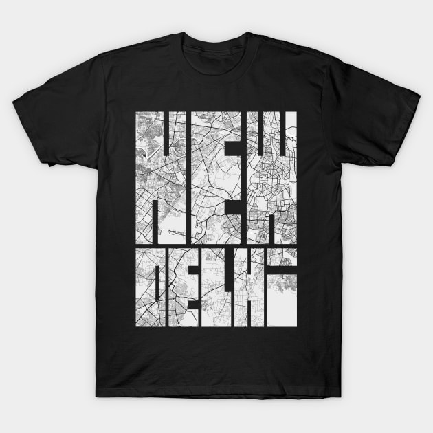 New Delhi, India City Map Typography - Light T-Shirt by deMAP Studio